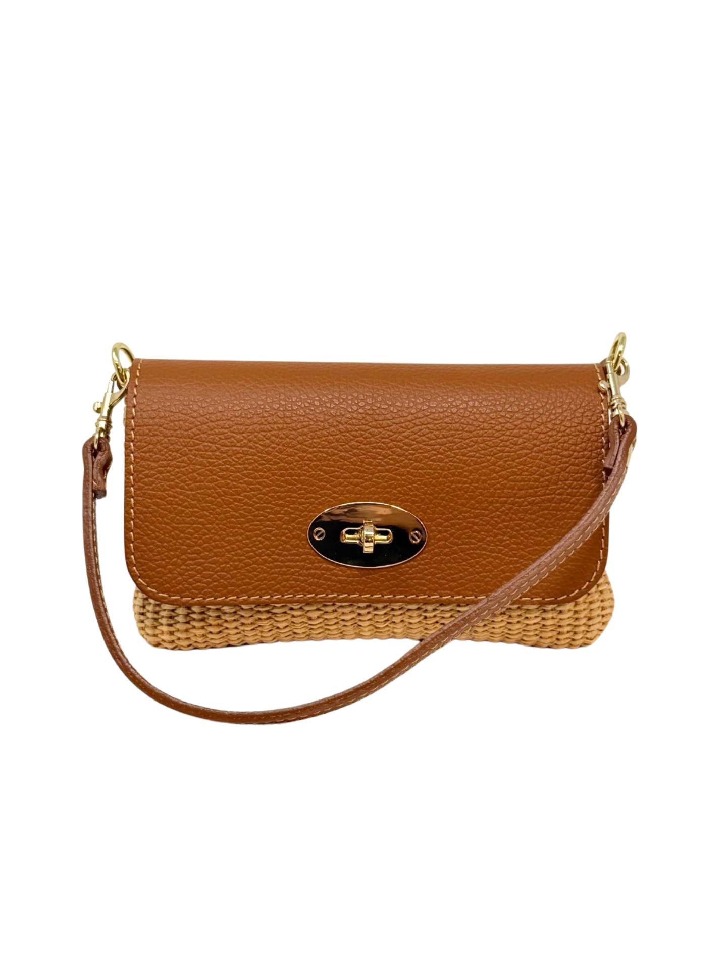 Leather & Raffia Crossbody Bag | Chic Everyday Handbag