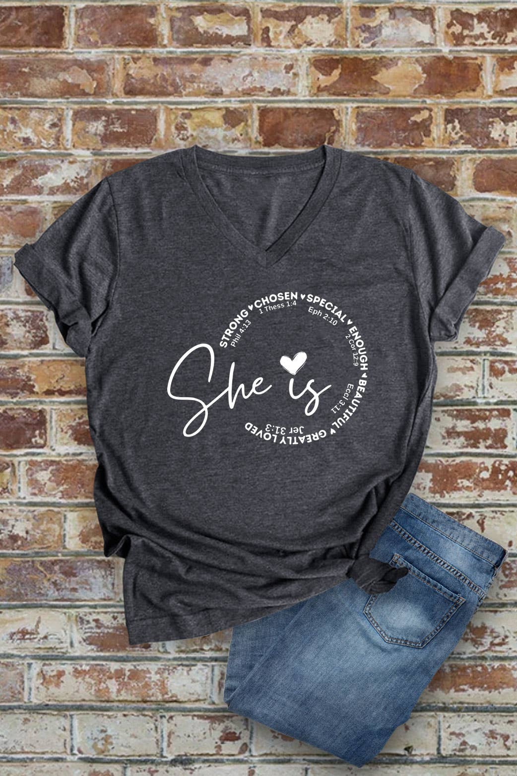 She Is Strong Chosen Special, Unisex V-Neck T-Shirt: Red