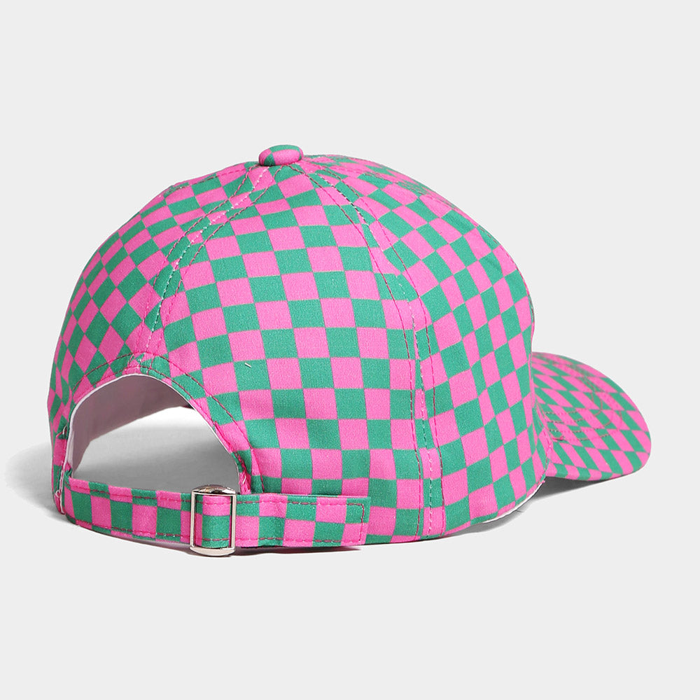 Pink and Green Checkered Baseball Cap