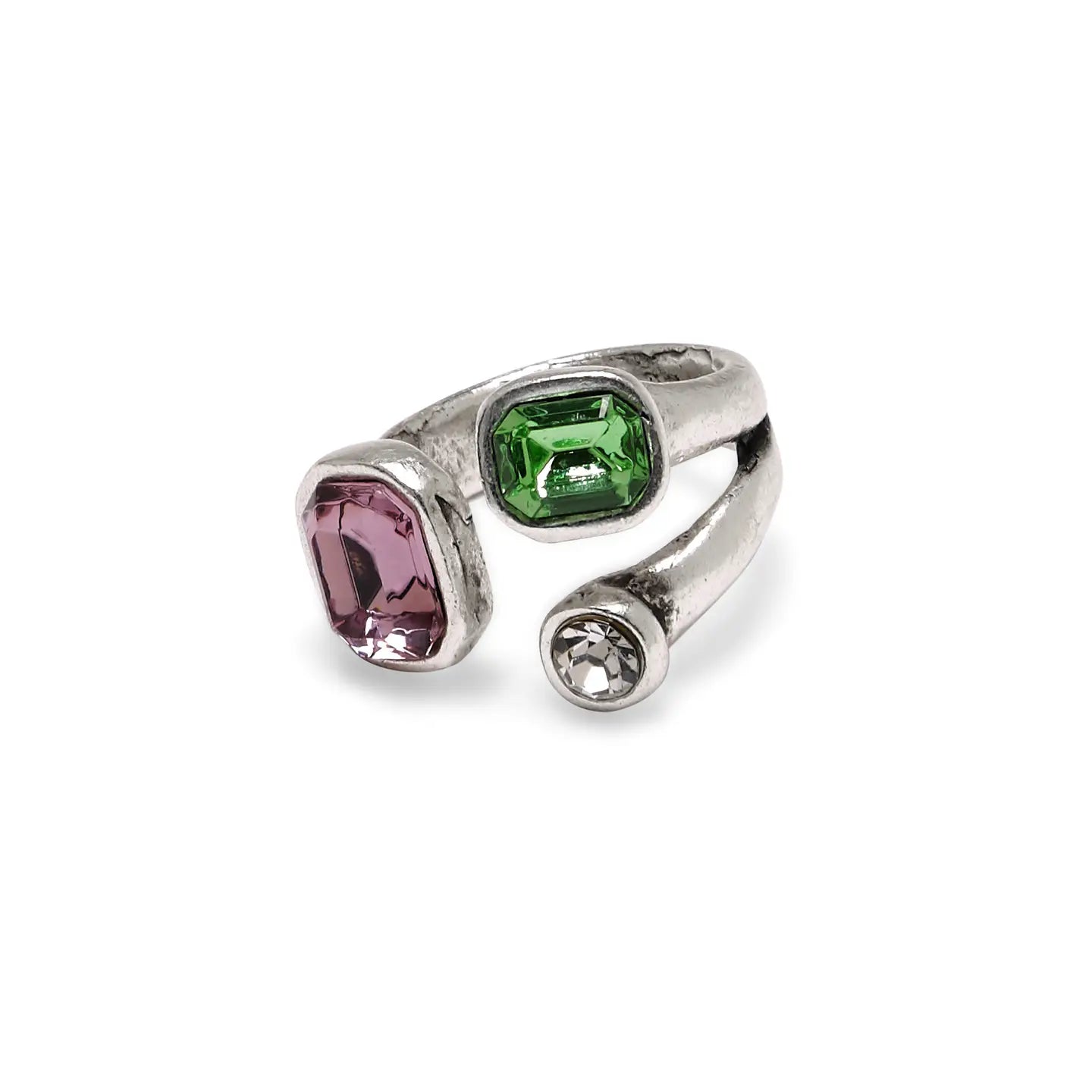 Aurora Crystal Statement Ring – Silver 925 Plated Adjustable