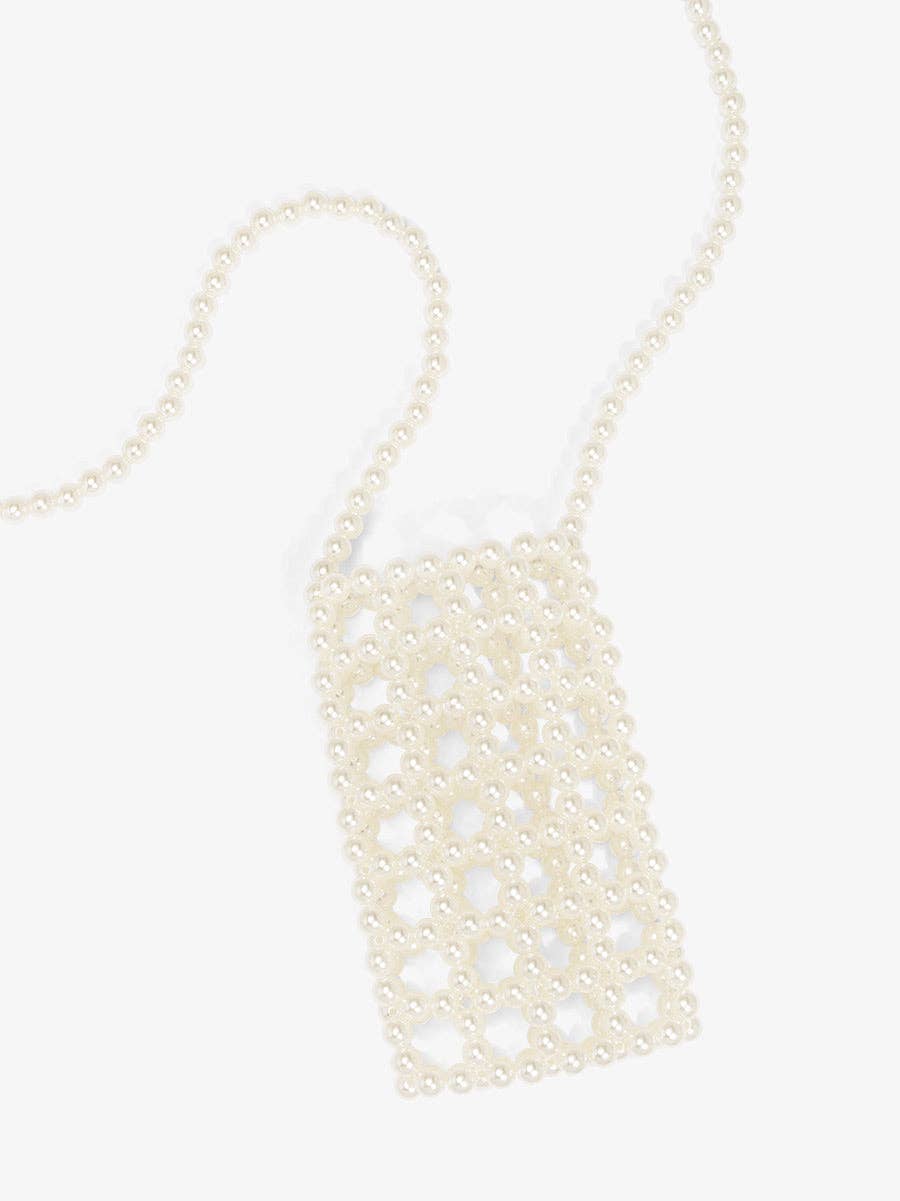 Pearl Phone Pouch Bag | Elegant Beaded Pearl Crossbody
