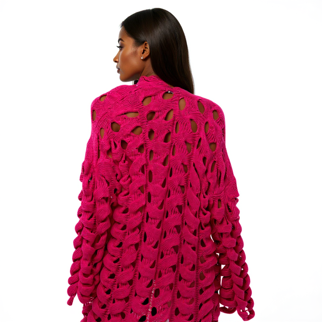 Fuchsia Chunky Knit Cardigan