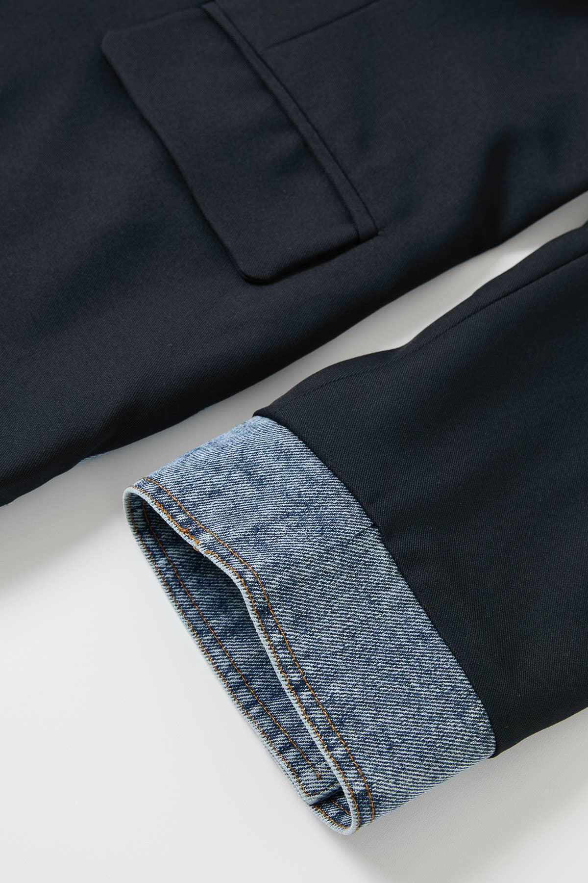Denim Detail Mix Media Blazer