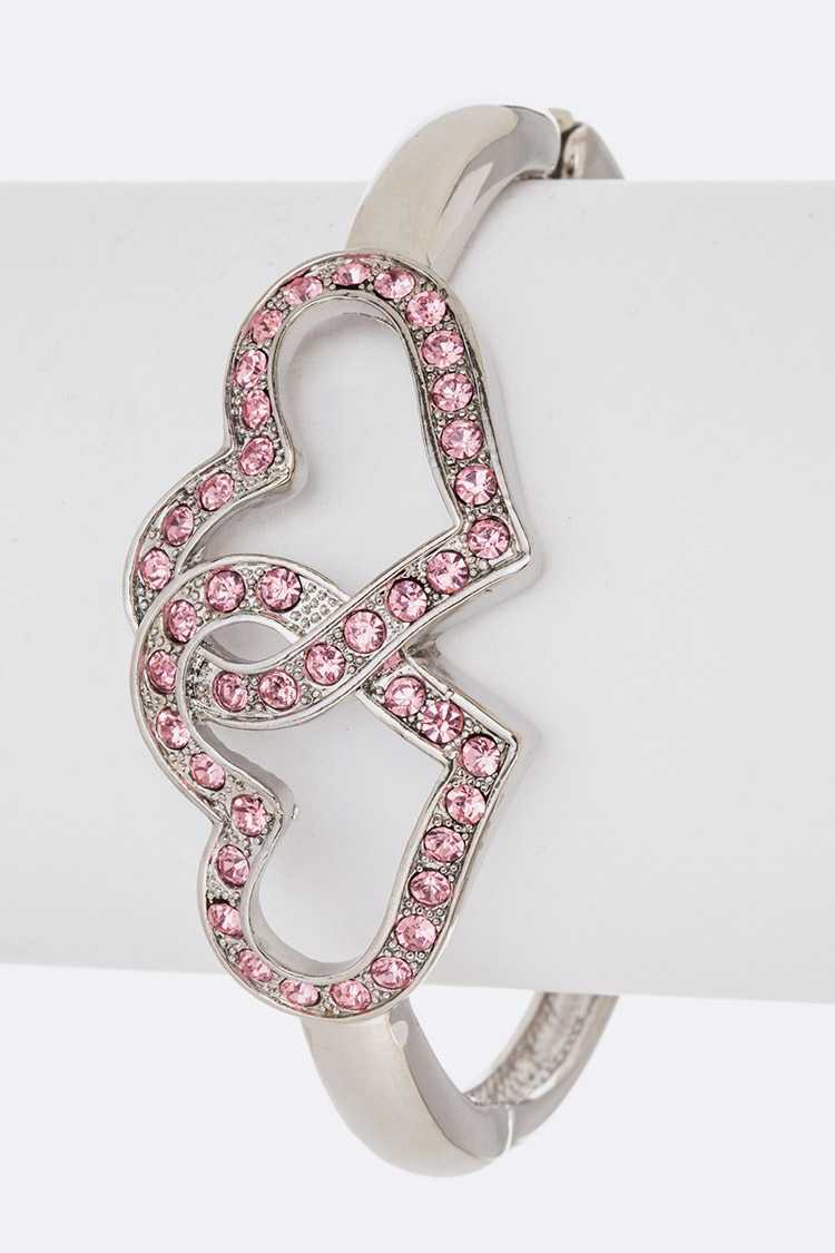 Double Heart Bangle Bracelet