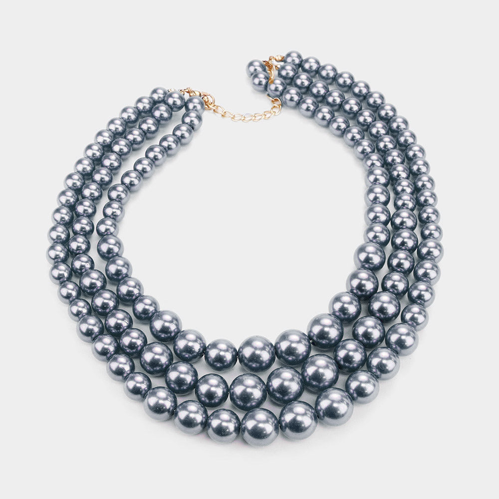 Gray Passion Pearl Necklace Set