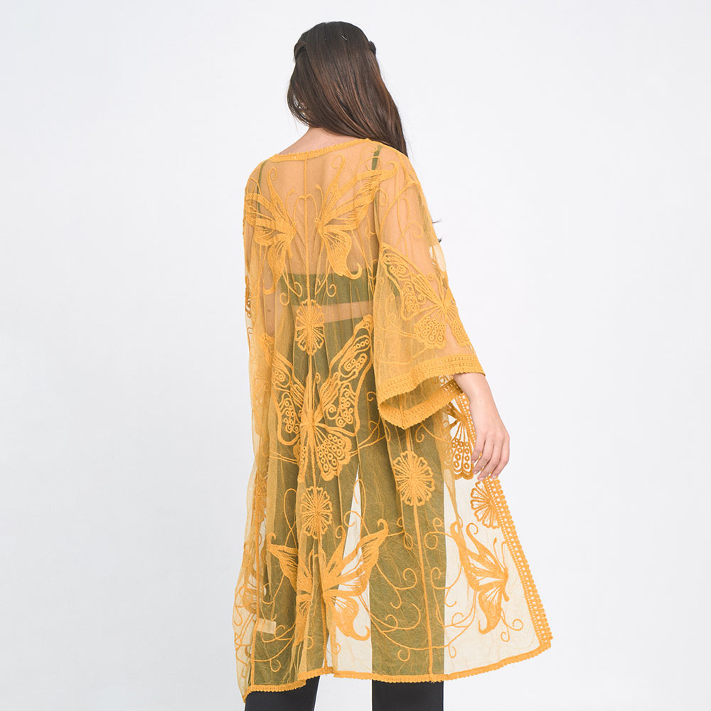 Mustard Butterfly Lace Kimono