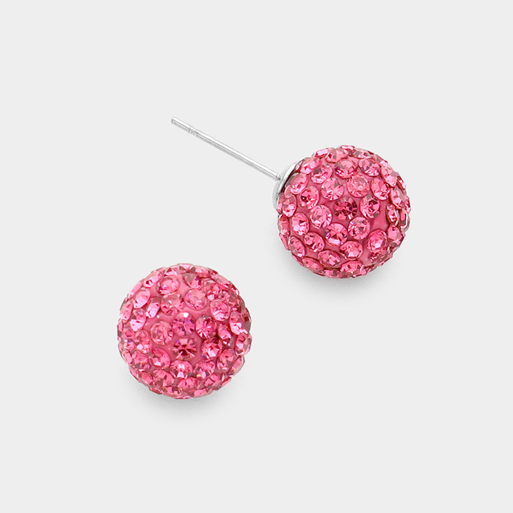 Pink Rhinestone Stud Earrings