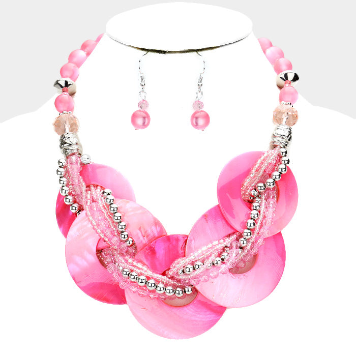 Layered Round Twisted Beaded Necklace