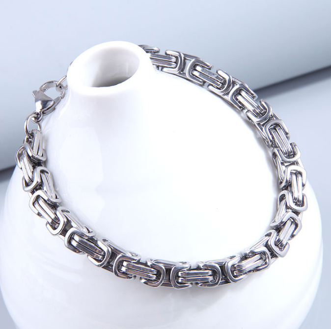 Men's Solid Stainless Steel Link Bracelet – Modern & Durable Design