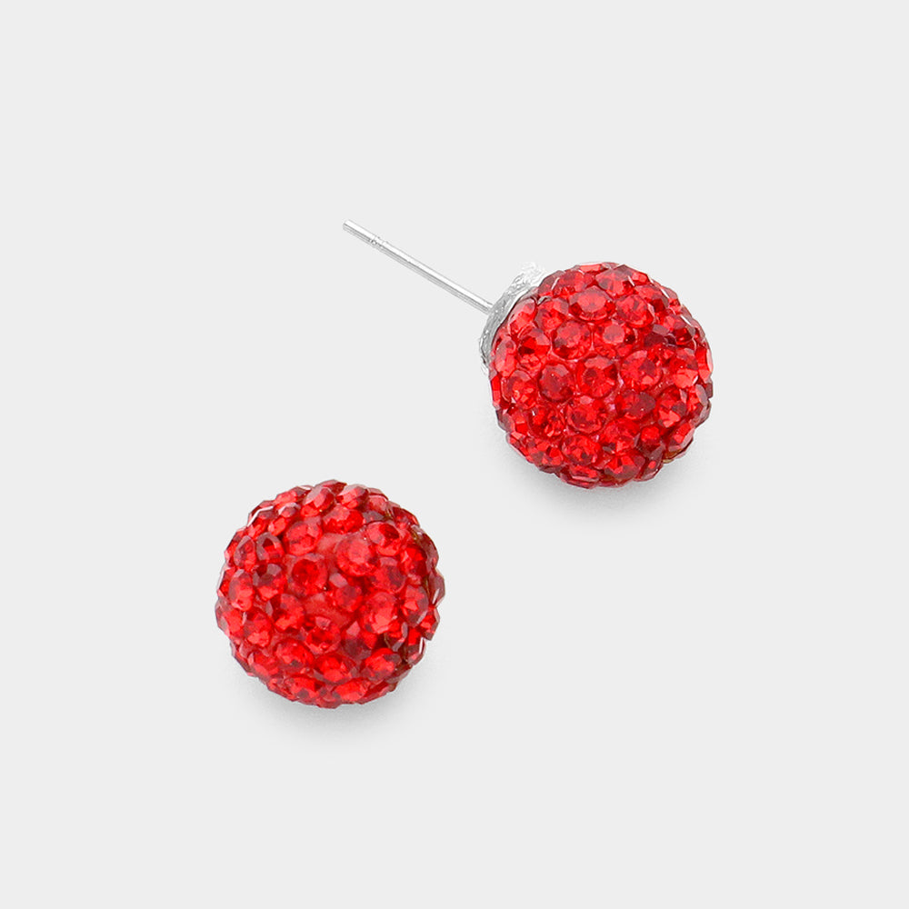 Red Rhinestone Stud Earrings