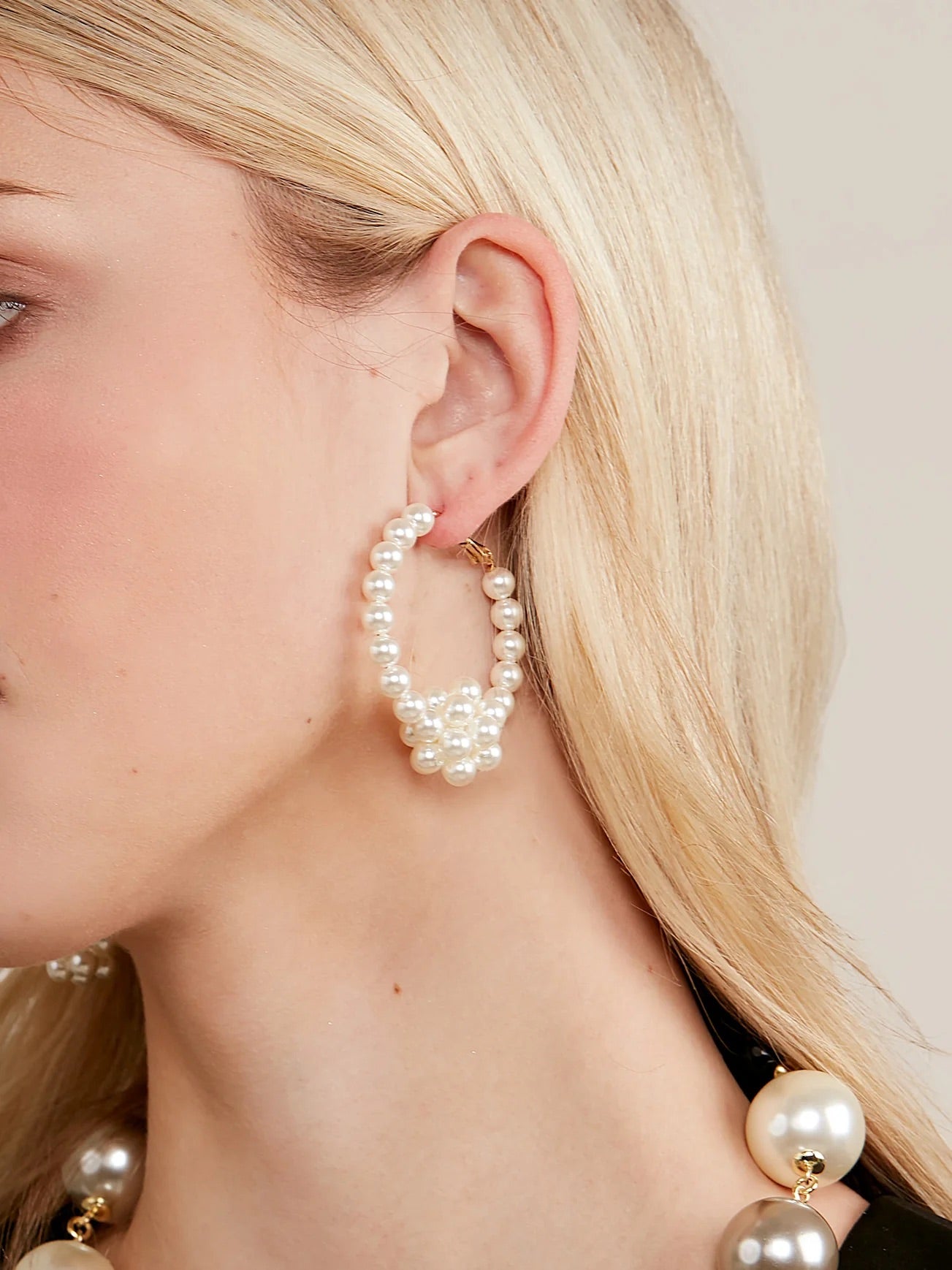 Pearl Beaded Hoop Earrings