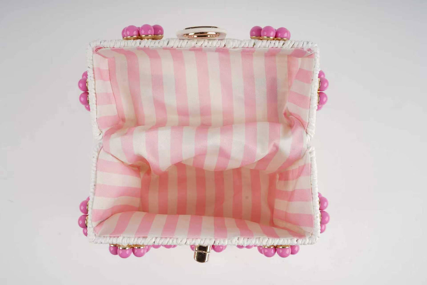 Wicker Bucket Daisy Flower Purse: Pink + White Daisy