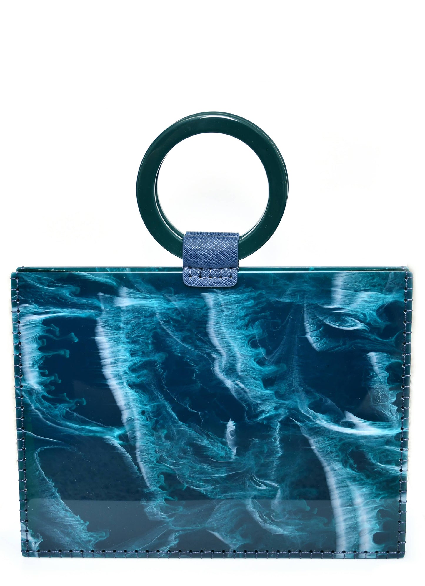 Marble Luxe Resin Handle Handbag | Statement Fashion Accessory