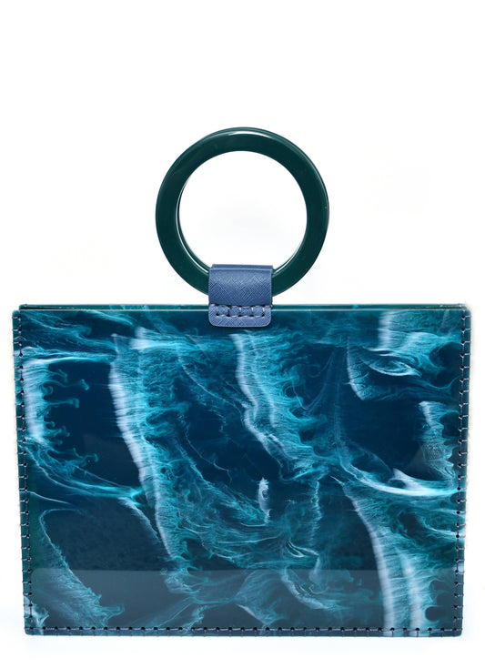 Marble Luxe Resin Handle Handbag | Statement Fashion Accessory