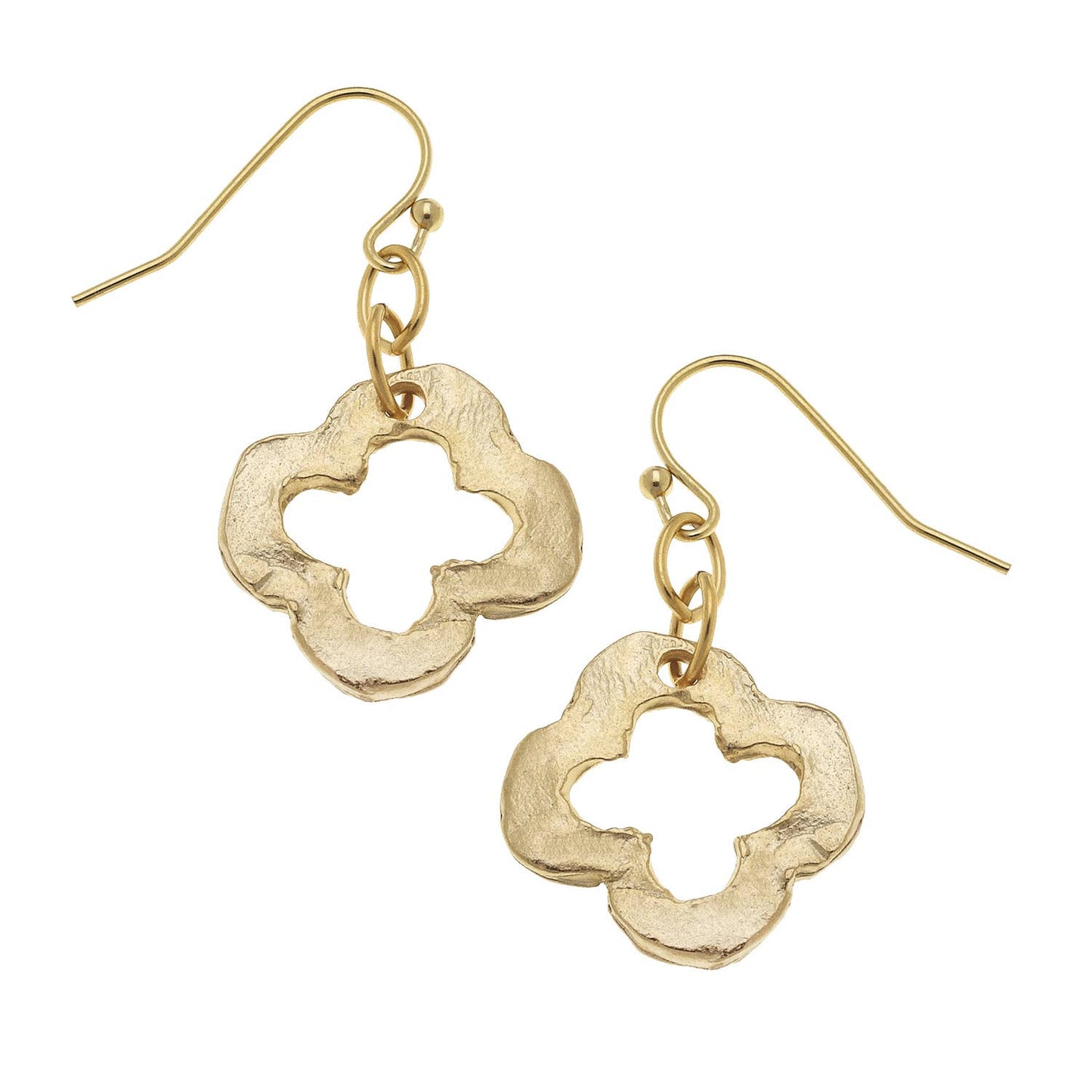Gold Clover Earrings | Handmade Gold Dangle Earrings