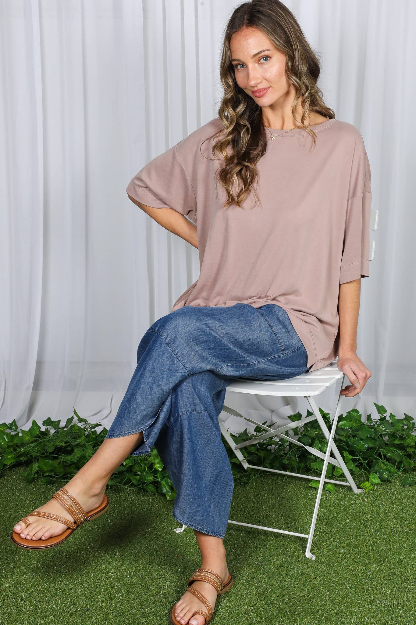High-Waisted Chambray Barrel Pants | Relaxed Fit Women's Pants