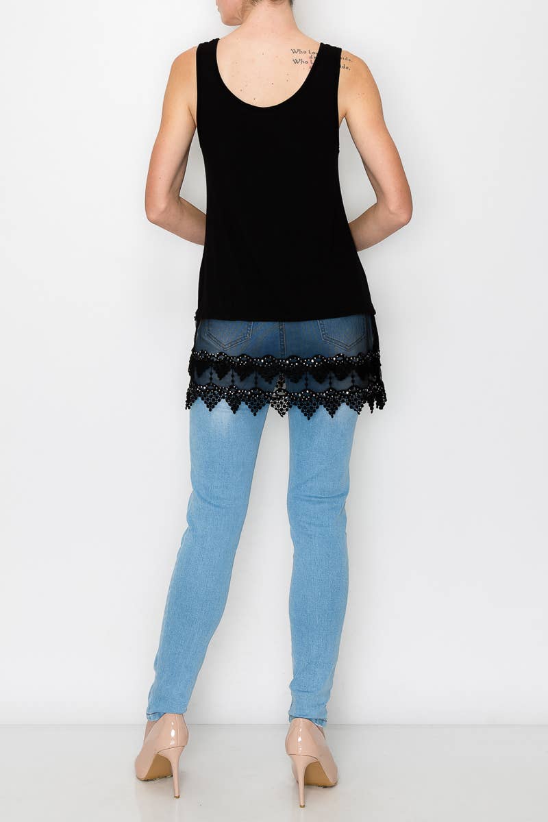 Ultra-soft Blinged Hem Tank Top