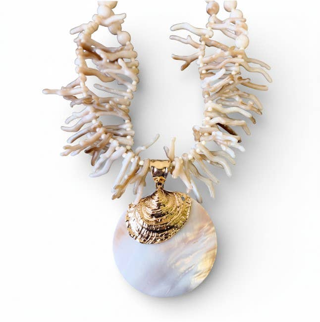 Majorca White Coral Statement Necklace