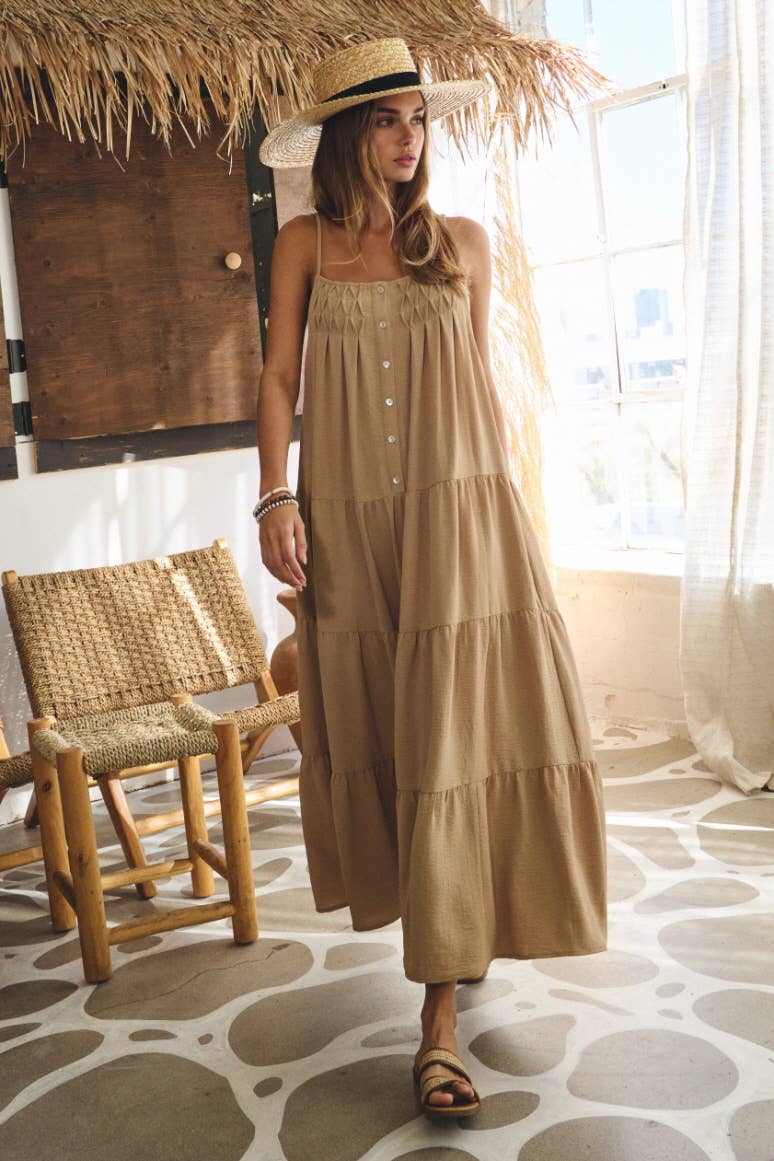 Tiered Pintuck Cami Maxi Dress | Women's Summer Dress | B'Jeweled Jewelry & Accessories