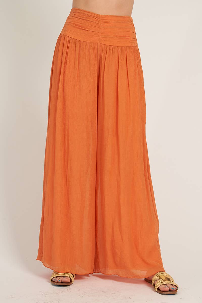 High-Waisted Shirred Wide Leg Pants | Effortless Chic Style