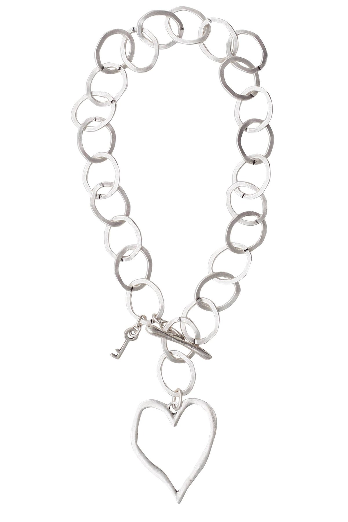 Open Heart Pewter Statement Necklace