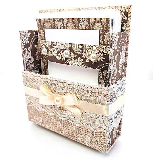 42-Pc Stationery Gift Box Set w/Desk Organizer, Vintage Lace