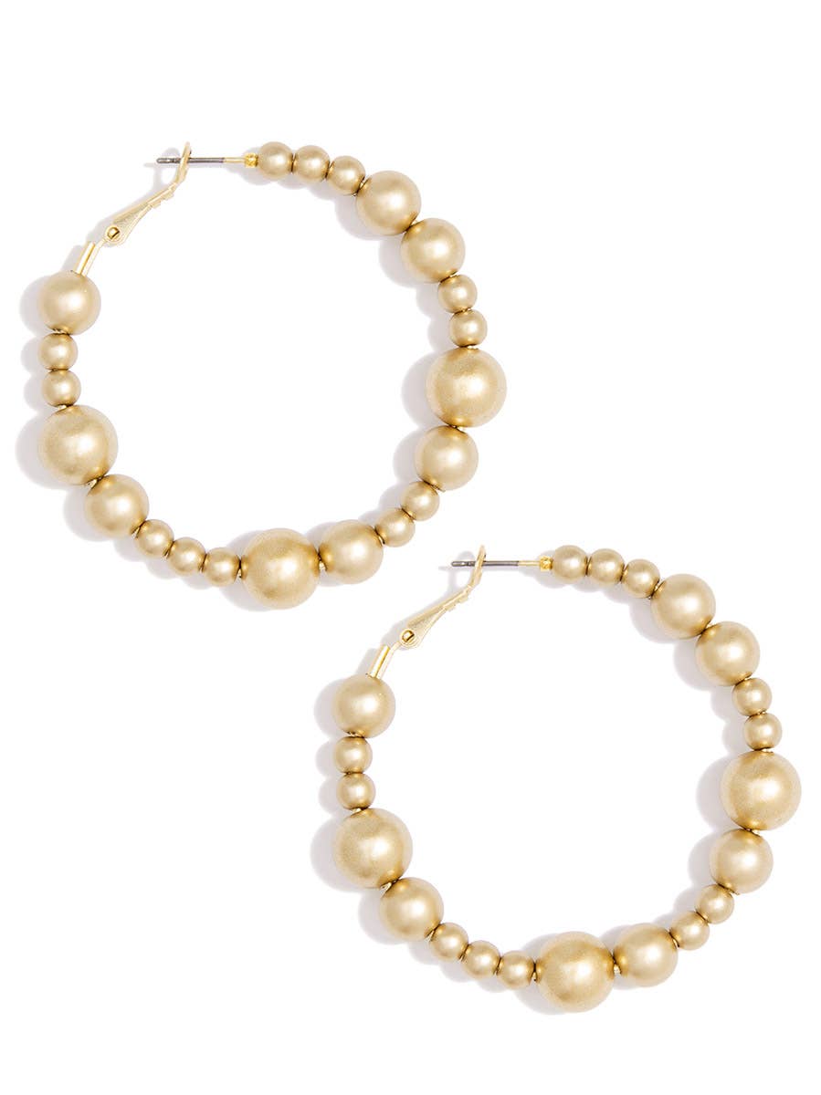 Beaded Metallic Hoop Earring: Matte Gold