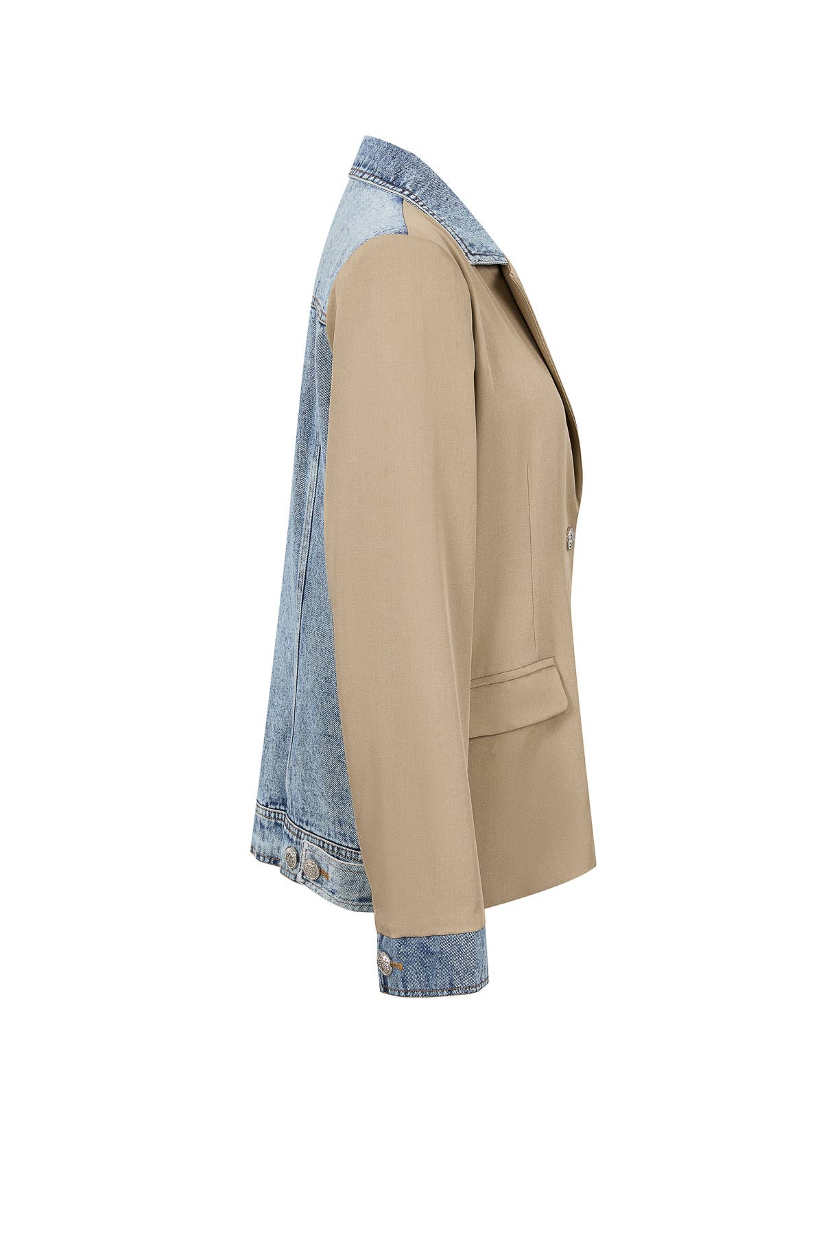Denim Detail Mix Media Blazer