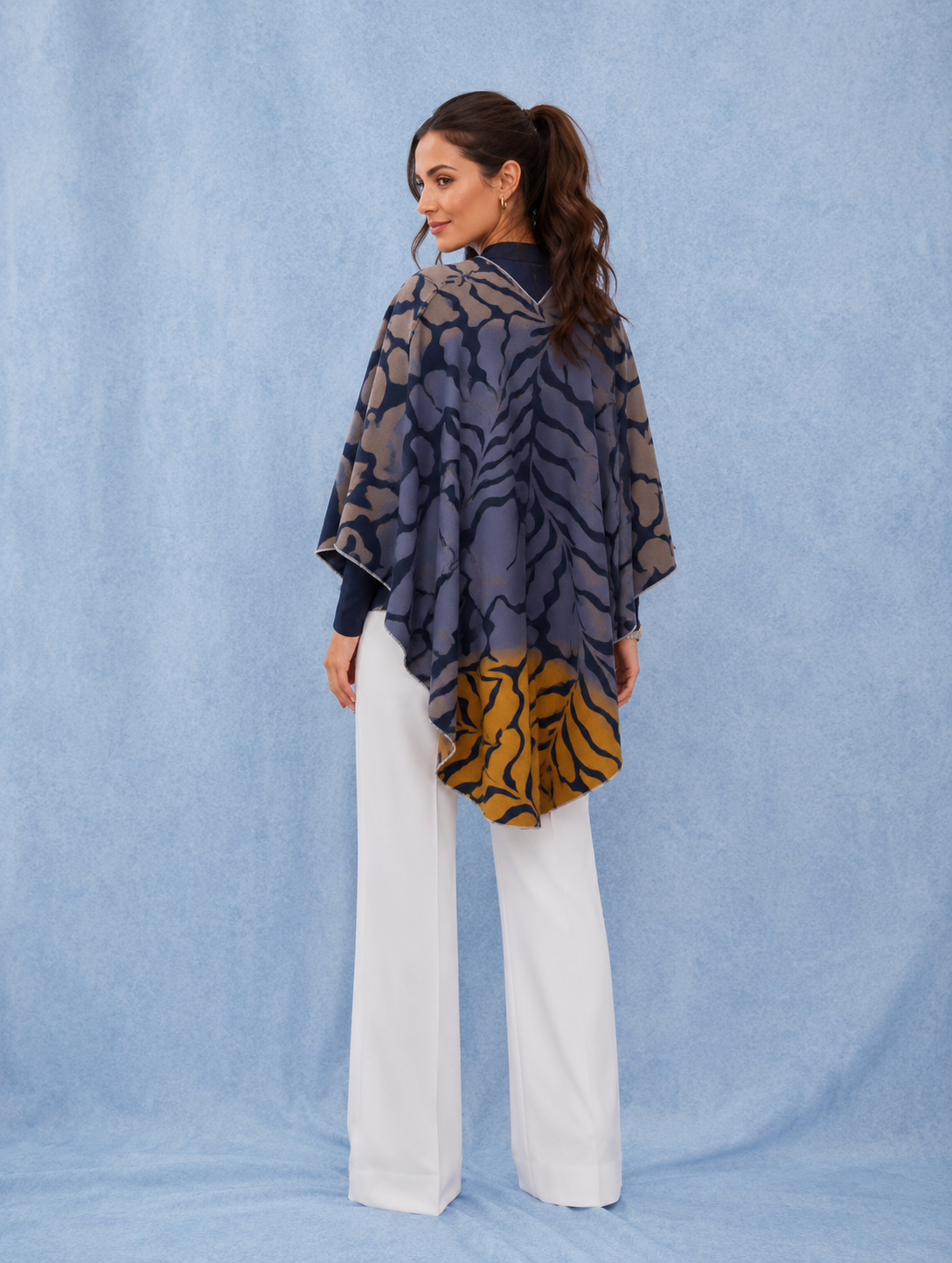 Blue / Camel Marsh Fern Reversible Loop Wrap