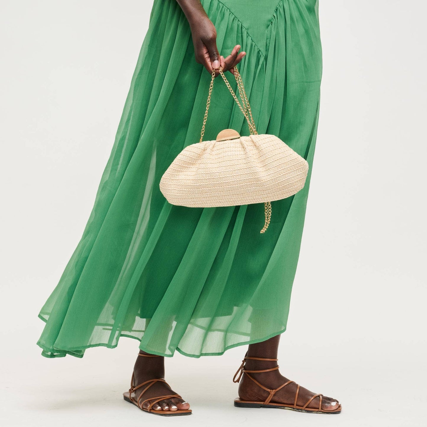 Dorothea Woven Clutch with Wooden Clasp | B'Jeweled Jewelry & Accessorie