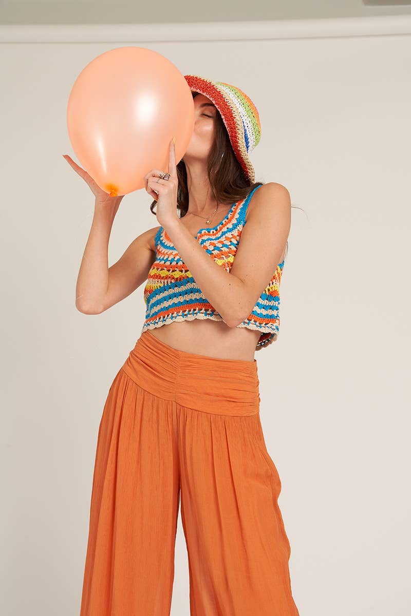 High-Waisted Shirred Wide Leg Pants | Effortless Chic Style