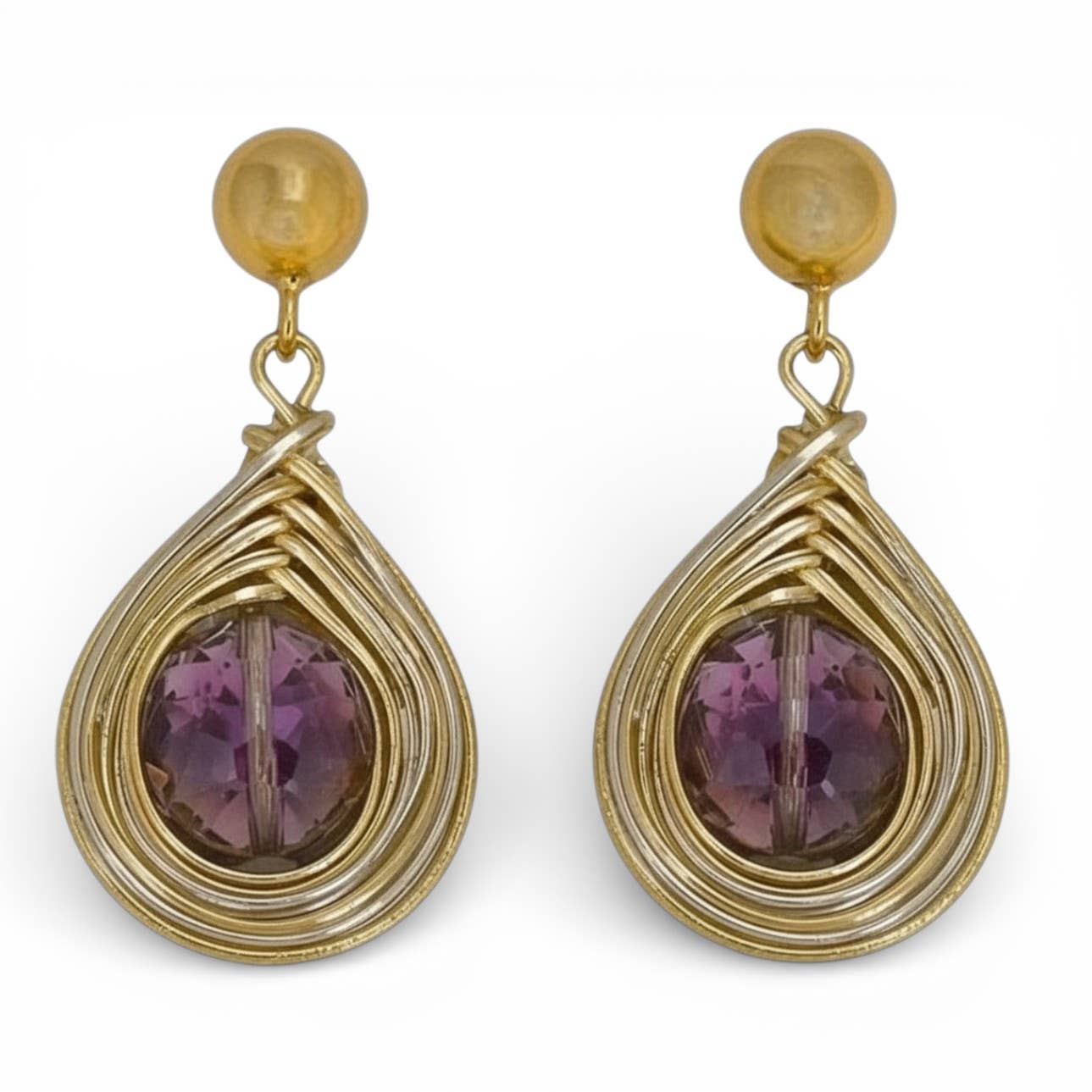 Aurora Borealis Wrapped Wire Statement Earrings