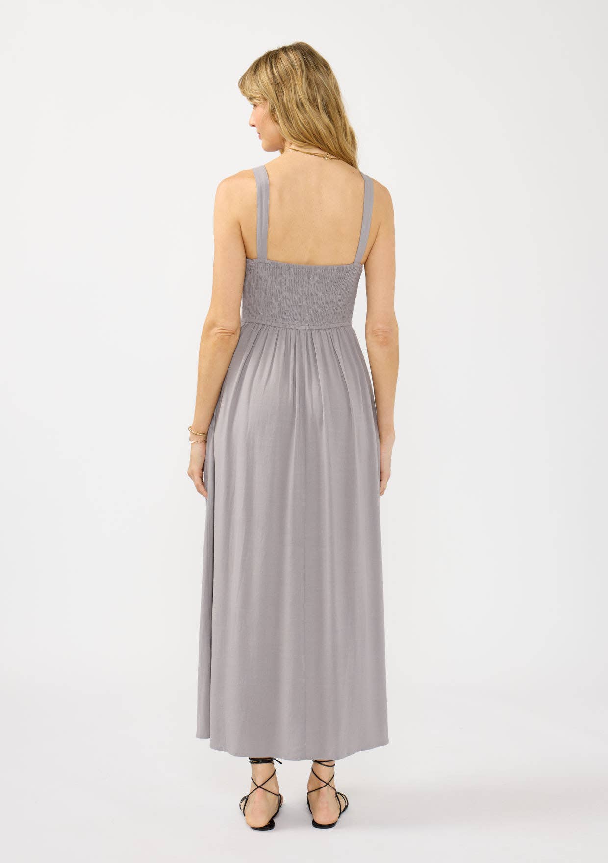 V-Neck Ruched Button Down Maxi Dress: Tomato