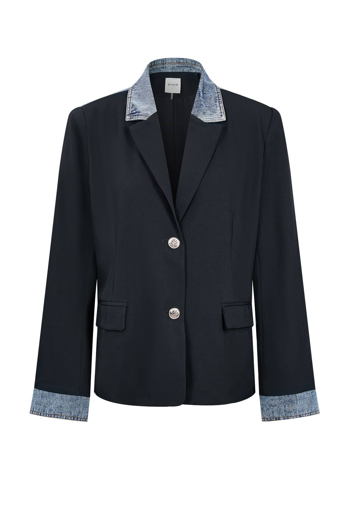 Denim Detail Mix Media Blazer
