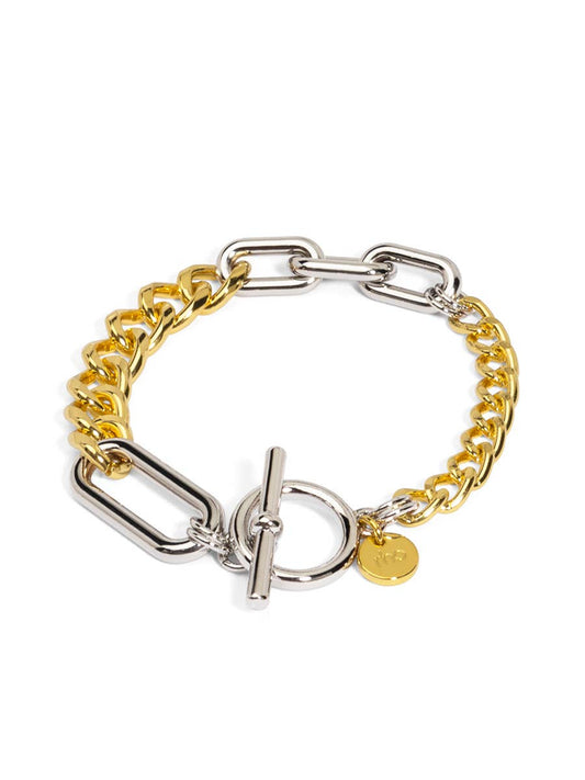 18K Gold-Plated Mixed Link Toggle Bracelet