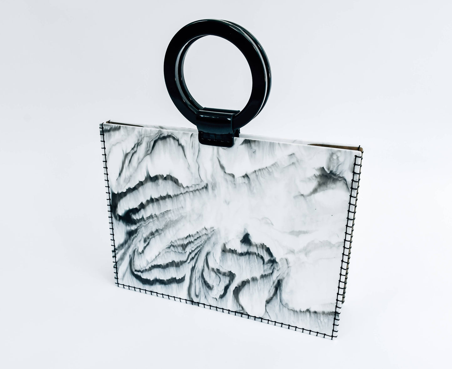 White and Black Cloudy Swirl Clutch Bag