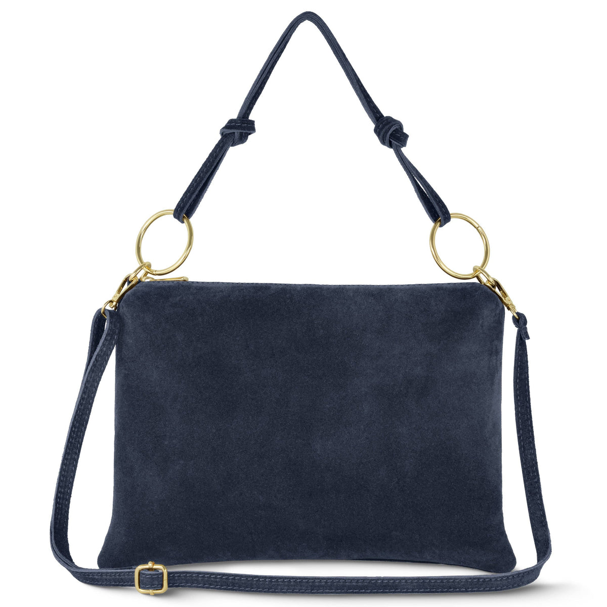 Italian Genuine Suede Shoulder Bag | Modena: Dark Blue Suede