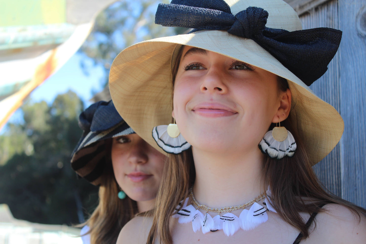 Cara 3" Brim Bucket Raffia Straw Sun Hats with Big Bow: Natural & Midori