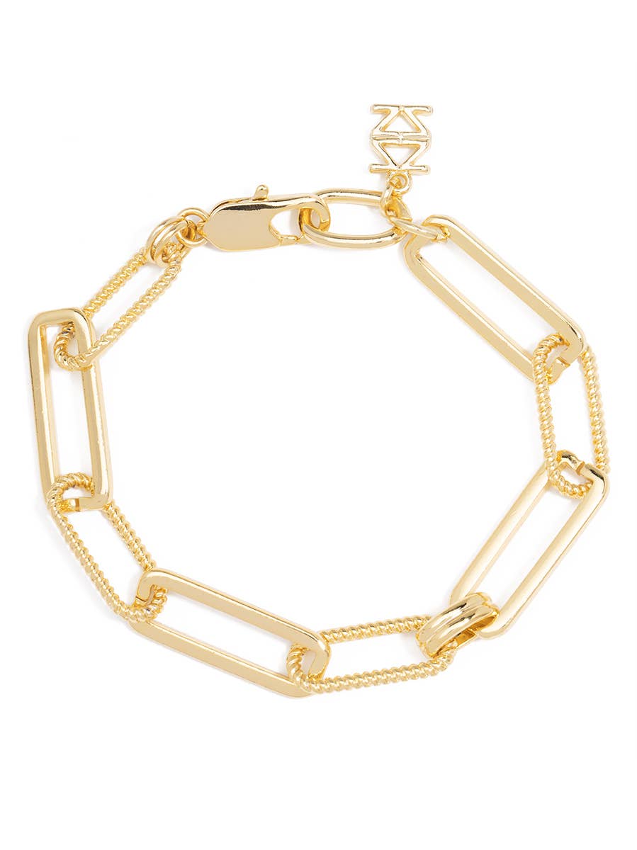 Gold chain bracelet on a white background