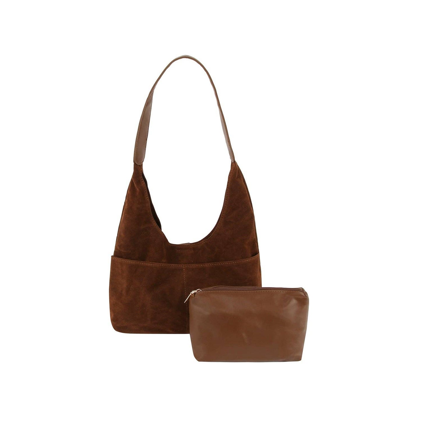 2 in 1 Suede Shoulder Bag: Wine