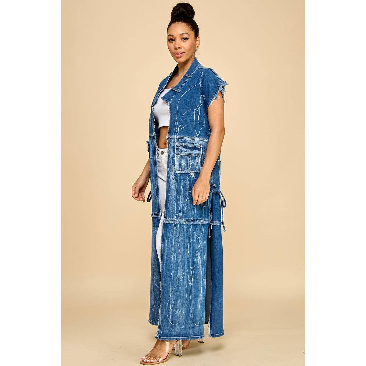 URBAN STREAK LONGLINE VEST

: BLUE DENIM / S-M-L(1-1-1)