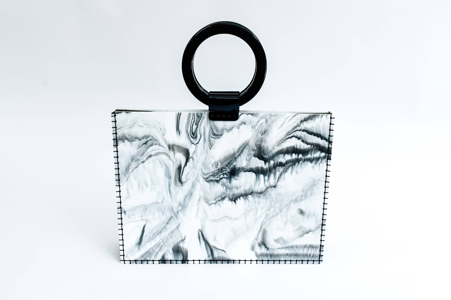 White and Black Cloudy Swirl Clutch Bag