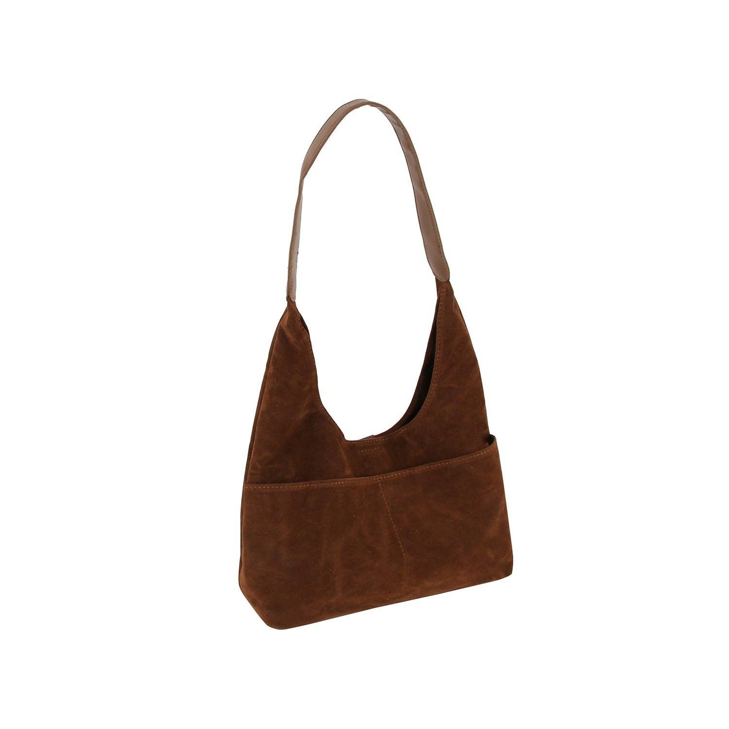 2 in 1 Suede Shoulder Bag: Brown