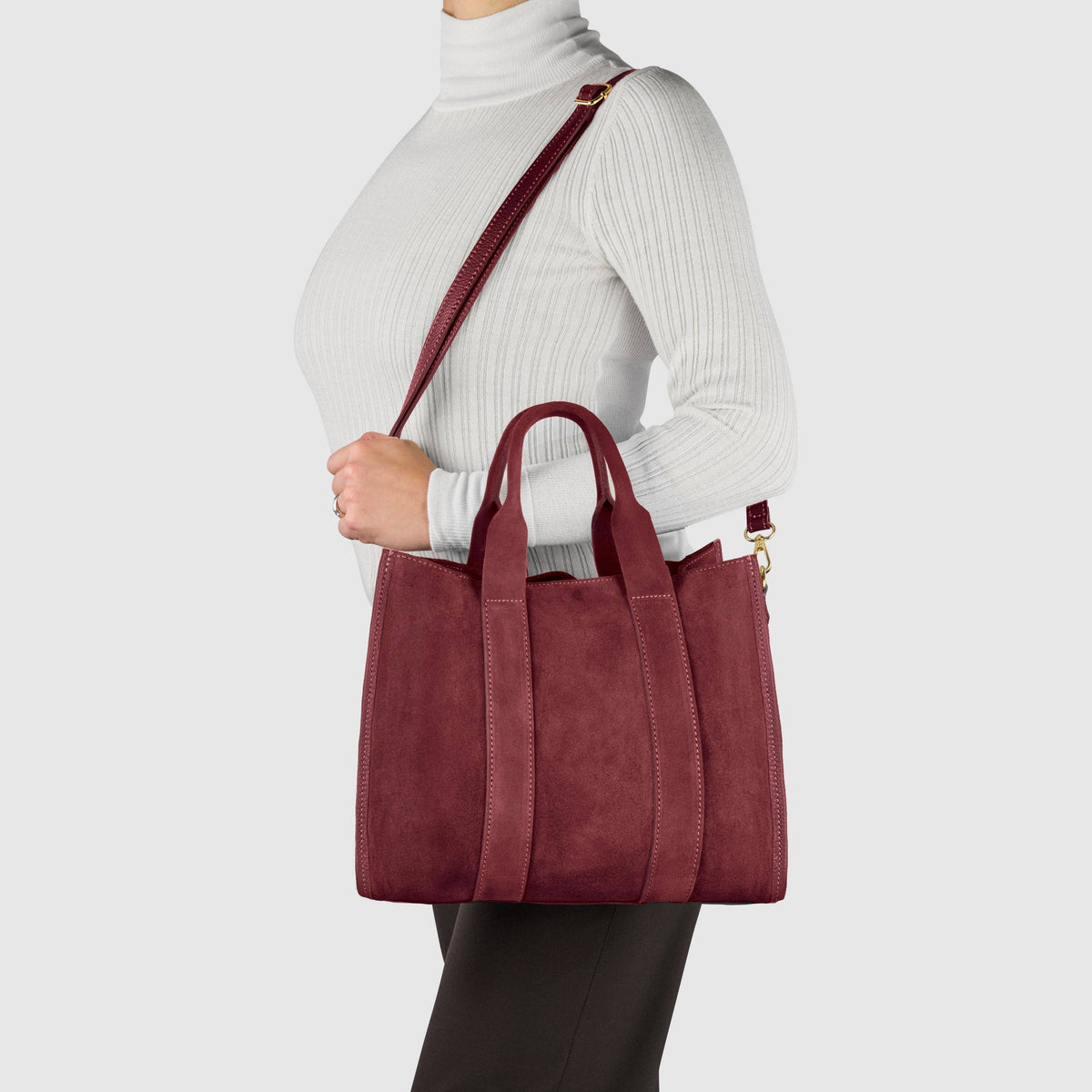 Italian Suede Carryall with Leather Accents