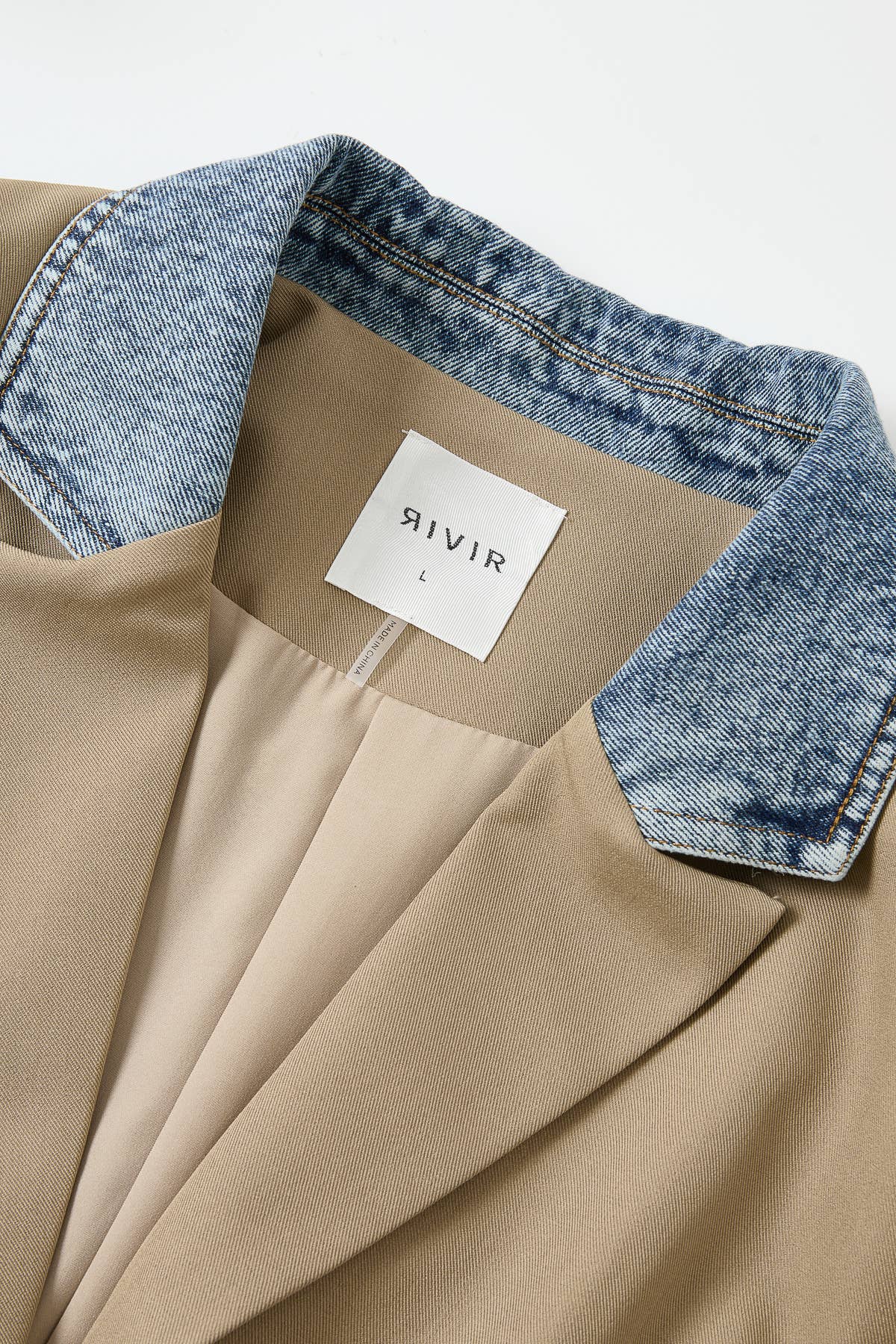 Denim Detail Mix Media Blazer