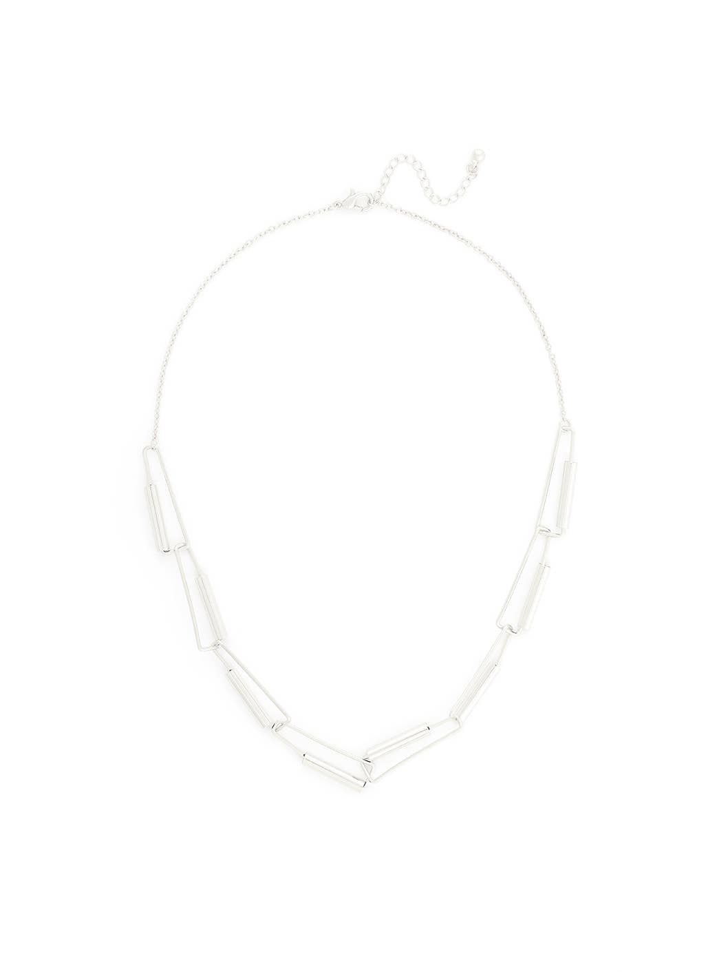 Silver necklace on a white background