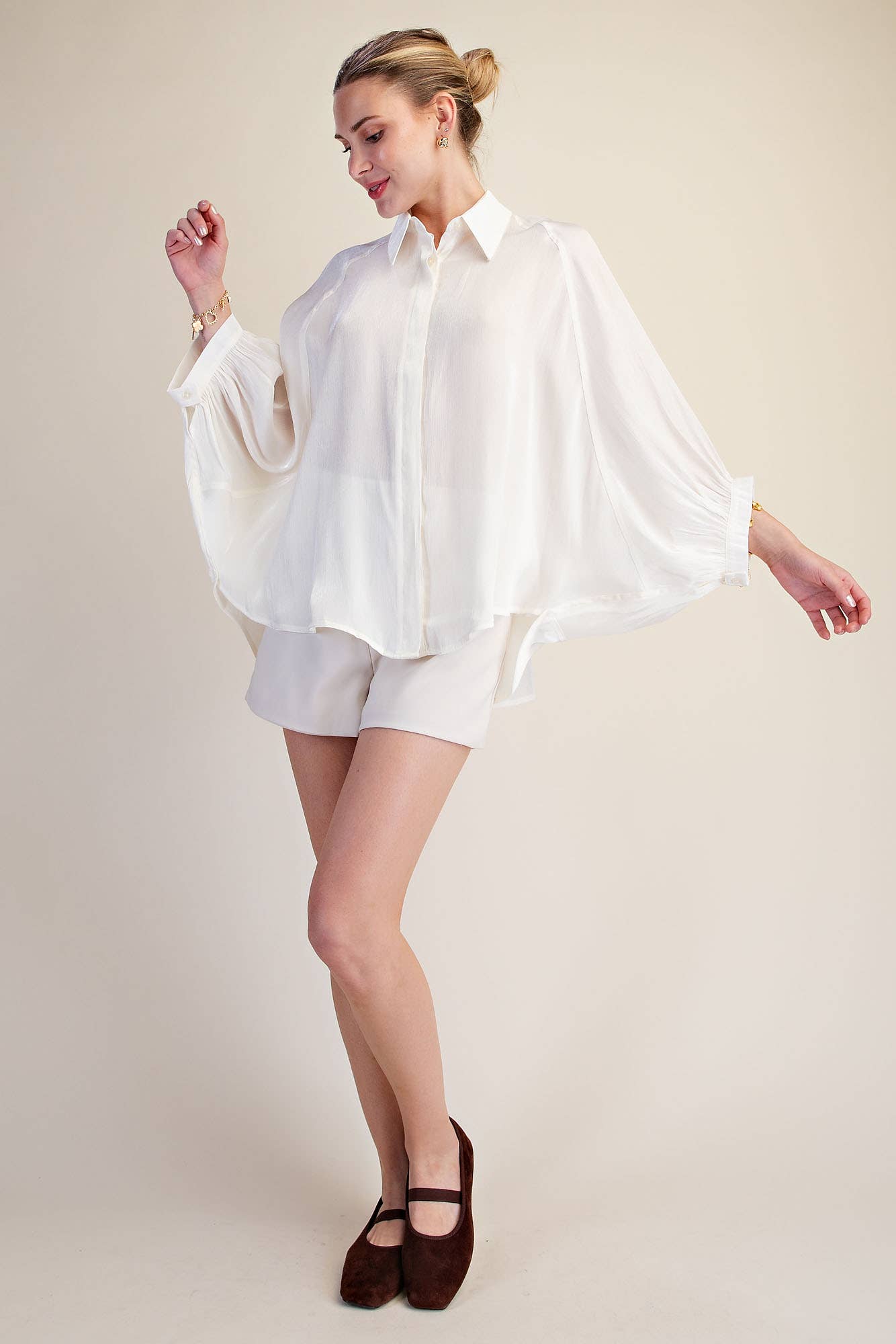 Metallic Statement Button-Down Blouse | B'Jeweled Jewelry & Accessories