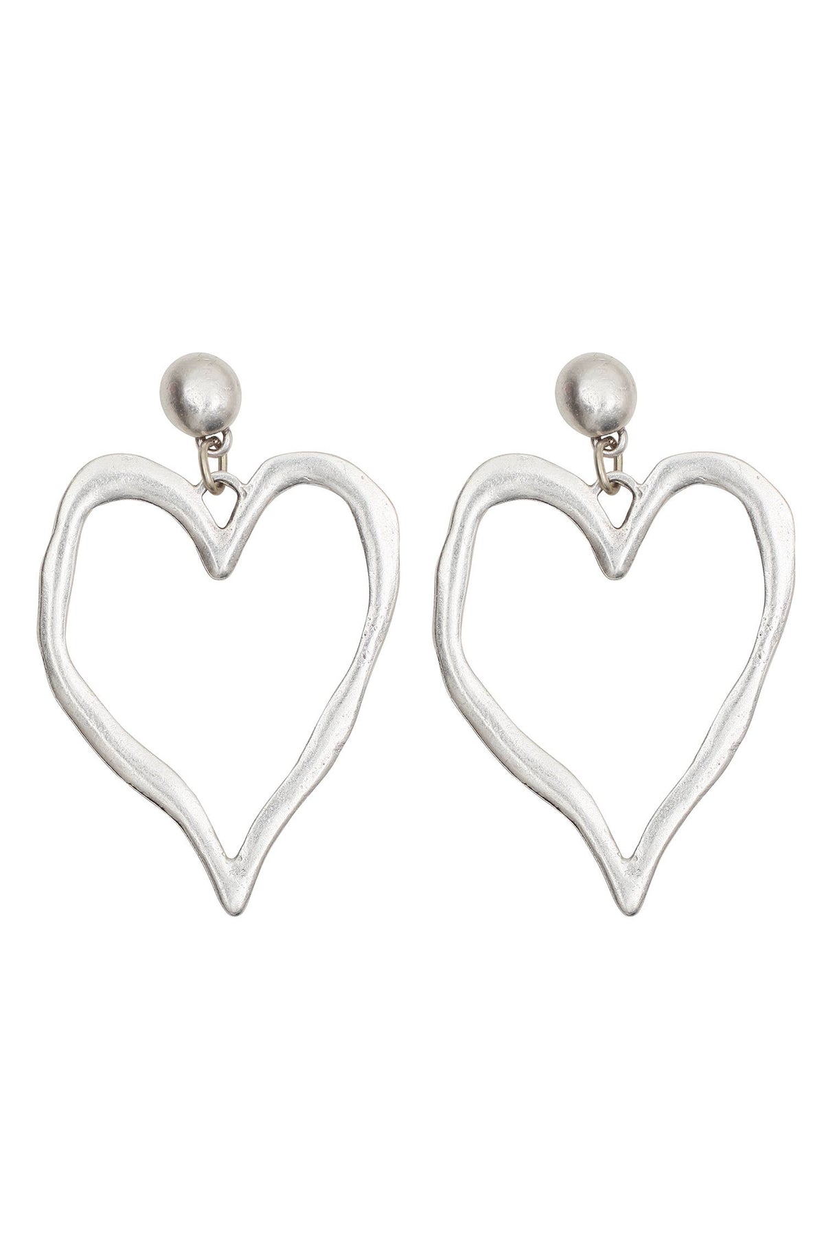 Open Heart Pewter Statement Earrings
