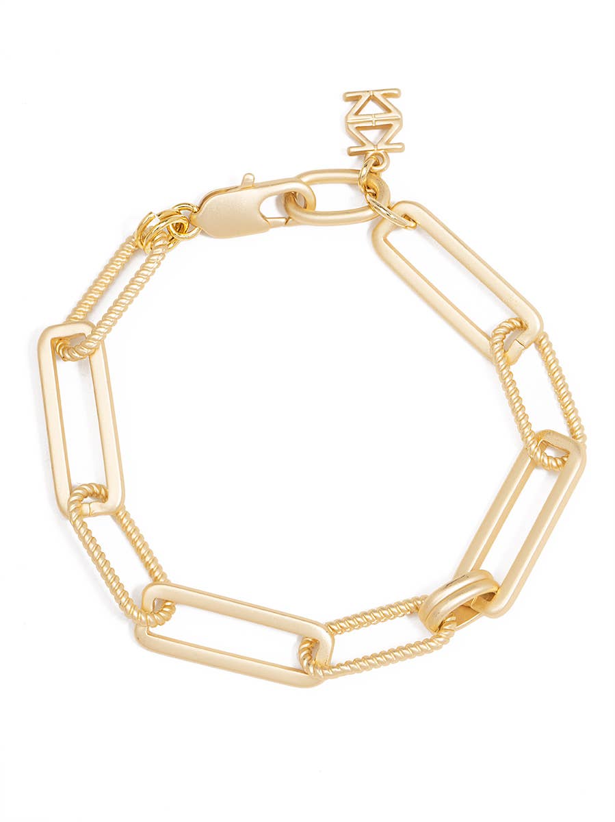 Gold chain bracelet on a white background