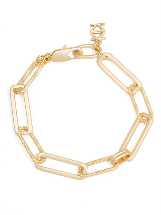 Gold chain bracelet on a white background
